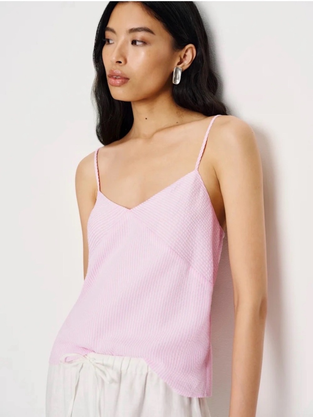 NWT Reformation Emina Pink Stripe Seersucker Camisole Tank, size XL